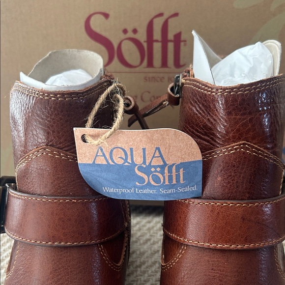 Sofft⭐️NWT Leather Ankle Boots BROCKE Whiskey w/Buckle Size US9/EU40🤎SF0036490 - Picture 2 of 15